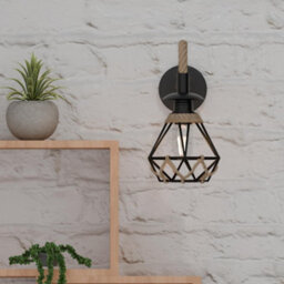" Retro Hemp Rope Wall Sconce Lamp Rustic Industrial E27 Base Metal Shade Wall Mounted Lighting Fixture" - thumbnail 5