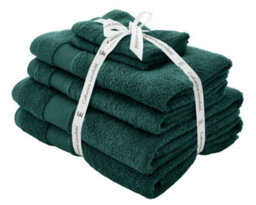 Catherine Lansfield Bathroom Anti Bacterial 500 Gsm Soft & Absorbent Cotton 6 Piece Towel Set Forest Green