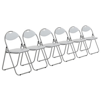Harbour Housewares 6X Padded Folding Chairs - White/silver - Metal Frame Easy Store Portable Folding Seats - image 1