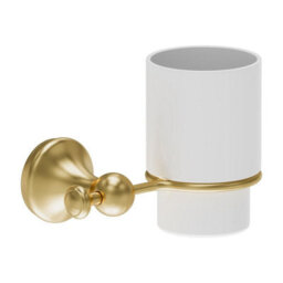 Plum&clay Ashford Gold Traditional Wall Mounted Toothbrush Holder With Ceramic Tumbler