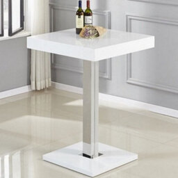 Furniture in Fashion Topaz White High Gloss Bar Table With 2 Ritz Teal White Stools - thumbnail 2
