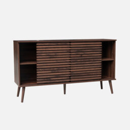 Sweeek - 140Cm Scandi-Style Sideboard With Wooden Effect Walnut 140X39X79 Cm - Madere - thumbnail 3