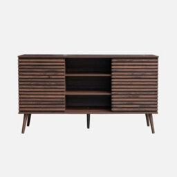 Sweeek - 140Cm Scandi-Style Sideboard With Wooden Effect Walnut 140X39X79 Cm - Madere - thumbnail 2