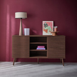 Sweeek - 140Cm Scandi-Style Sideboard With Wooden Effect Walnut 140X39X79 Cm - Madere - thumbnail 5