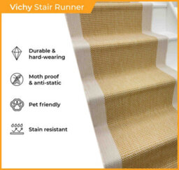 Vichy Stair Runner - Reversible, Durable & Hardwearing Carpet For Stairs & Staircases, Multiple Lengths - thumbnail 3
