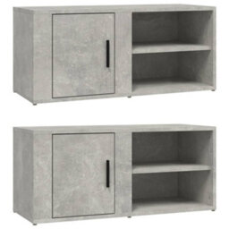 Walplus Tv Cabinets 2 Pcs Concrete Grey 80X31.5X36 Cm Engineered Wood - thumbnail 2