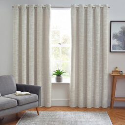 furn. Elisa Ecru Slub Lined Eyelet Curtains (W)167Cm (L)183Cm, Pair - thumbnail 1
