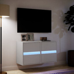 Berkfield Tv Wall Cabinets With Led Lights 2 Pcs White 41X31X45 Cm - thumbnail 5