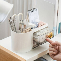 Living And Home White And Grey Plastic Compact Multi-Compartment Desktop Storage Organiser With Drawers, 180mm W - thumbnail 3