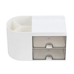 Living And Home White And Grey Plastic Compact Multi-Compartment Desktop Storage Organiser With Drawers, 180mm W - thumbnail 2