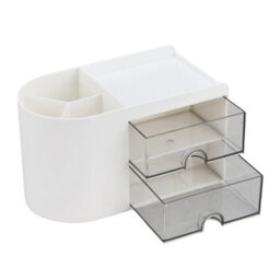 Living And Home White And Grey Plastic Compact Multi-Compartment Desktop Storage Organiser With Drawers, 180mm W - thumbnail 4