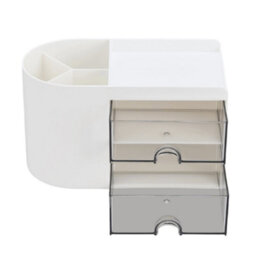 Living And Home White And Grey Plastic Compact Multi-Compartment Desktop Storage Organiser With Drawers, 180mm W - thumbnail 5
