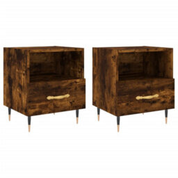 Berkfield Bedside Cabinets 2 Pcs Smoked Oak 40X35X47.5 Cm Engineered Wood - thumbnail 2