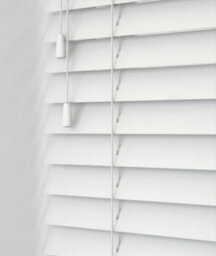 Caecus Blinds Faux Wood String Venetian Blind 50mm Slats  White 75Cm Width X 120Cm Drop