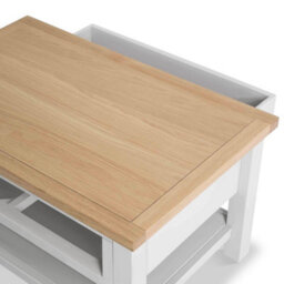 Farro Grey 85Cm Large Coffee Table With Drawer And Shelf - Painted With Oak Top By Roseland Furniture - thumbnail 6