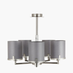 Pacific Lifestyle Midland Brushed Nickel And Grey Marble Effect 5 Arm Pendant - thumbnail 3