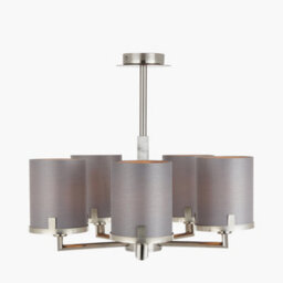 Pacific Lifestyle Midland Brushed Nickel And Grey Marble Effect 5 Arm Pendant - thumbnail 2