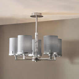 Pacific Lifestyle Midland Brushed Nickel And Grey Marble Effect 5 Arm Pendant