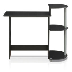 Walplus Furinno Compact Computer Desk With Shelves, Black/grey - thumbnail 5