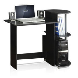 Walplus Furinno Compact Computer Desk With Shelves, Black/grey - thumbnail 3