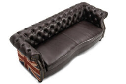 Faux Leather Brown 3 Seater Union Jack Chesterfield Sofa - thumbnail 5