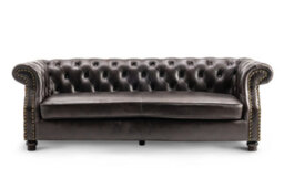 Faux Leather Brown 3 Seater Union Jack Chesterfield Sofa - thumbnail 3