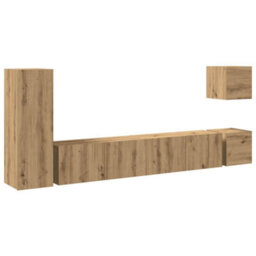 Berkfield 5 Piece Tv Cabinet Set Wall-Mounted Artisan Oak Engineered Wood - thumbnail 2