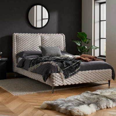 Boldair Birlea Tilly Off White Faux Fur Bed Frame King Size - image 1