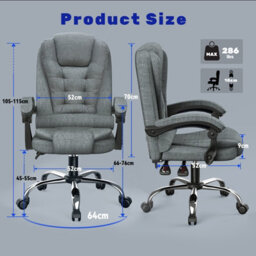 Onemill Ergonomic Office Chair With Tilt Function-Grey - thumbnail 6