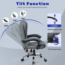 Onemill Ergonomic Office Chair With Tilt Function-Grey - thumbnail 4