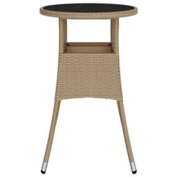Walplus Garden Table 60X75 Cm Tempered Glass And Poly Rattan Beige - thumbnail 4