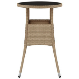 Walplus Garden Table 60X75 Cm Tempered Glass And Poly Rattan Beige - thumbnail 3