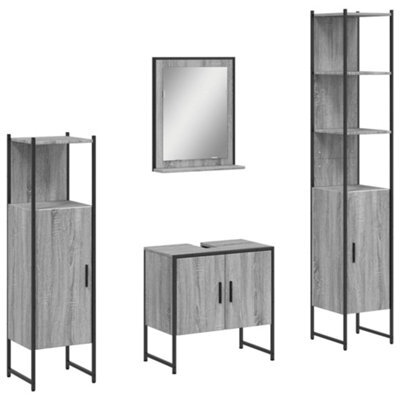 Berkfield Stylish 4 Piece Bathroom Cabinet Set Grey Sonoma Engineered Wood