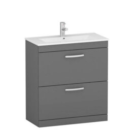 Royal Bathrooms Turin Indigo Grey Gloss 800mm Floor Standing Vanity Unit 2 Drawer With Minimalist Basin Sink - thumbnail 6