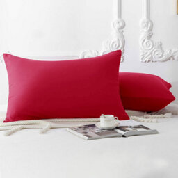 Ameha Pillowcase Pair Red Microfiber Pillowcase-Soft Envelope Closure Pillowcase, Machine Washable Bedding Pillow Cover 50X75Cm - thumbnail 3
