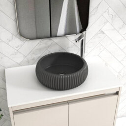 Royal Bathrooms Orion 800mm Warm Taupe Floor Standing Plain White Countertop Vanity Unit 2 Drawer With Milan Black Basin & Chrome Accent Trim - thumbnail 5