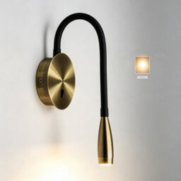 Amorly Bedside Reading Wall Light Adjustable Hose Wall Lamp With Switch 360 Rotating 3W - 4000K Bedroom Wall Lamps,antique Bronze - thumbnail 5