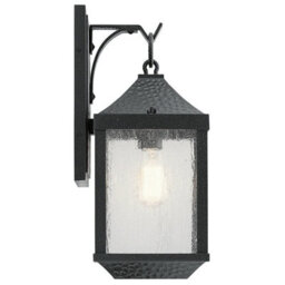 Stylish Outdoor Ip44 Wall Light Lantern In Distressed Black Finish - thumbnail 2