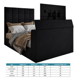 Luther Upholstered  Black Tv Bed Frame - thumbnail 6