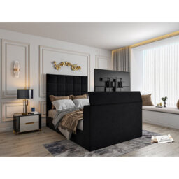 Luther Upholstered  Black Tv Bed Frame - thumbnail 1