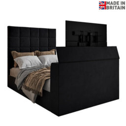 Luther Upholstered  Black Tv Bed Frame - thumbnail 5