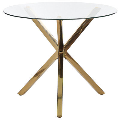 Beliani Dining Table Savoni Gold 90 Cm 90 Cm Tempered Glass - image 1
