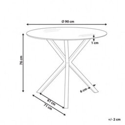 Beliani Dining Table Savoni Gold 90 Cm 90 Cm Tempered Glass - thumbnail 3
