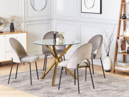 Beliani Dining Table Savoni Gold 90 Cm 90 Cm Tempered Glass - thumbnail 2
