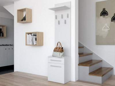 Duo Shoe Cabinet And Coat Rack Matte White - image 1