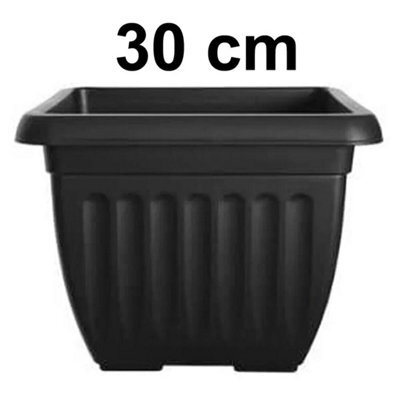 30M Square Athens Deep Planter Plant Flower Pot Plastic Black Garden Grow Container - image 1