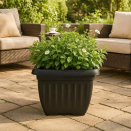 30M Square Athens Deep Planter Plant Flower Pot Plastic Black Garden Grow Container - thumbnail 4