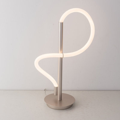 Harper Living Led Table Lamp With On/off Switch, Flexible Adjustable Polycarbonate Light, Matt Nickel, Non-Dimmable - image 1