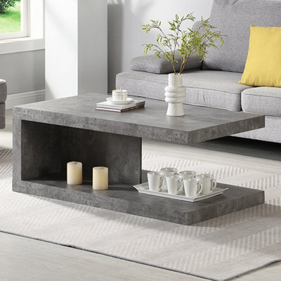 Furniture in Fashion Lyra Wooden Coffee Table In Concrete Effect - image 1