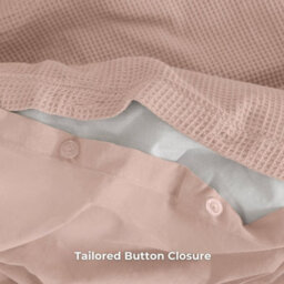 MHG Living Chunky Waffle Duvet Cover Set - Polycotton Blend, Button Fastening - (Single, Pink) - thumbnail 4
